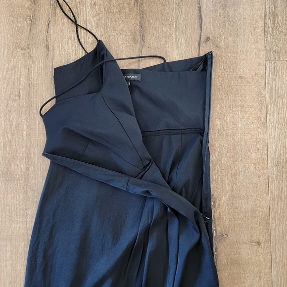Banana Republic black satin drape front black tie formal dress sz 0 wedding - Picture 5 of 9